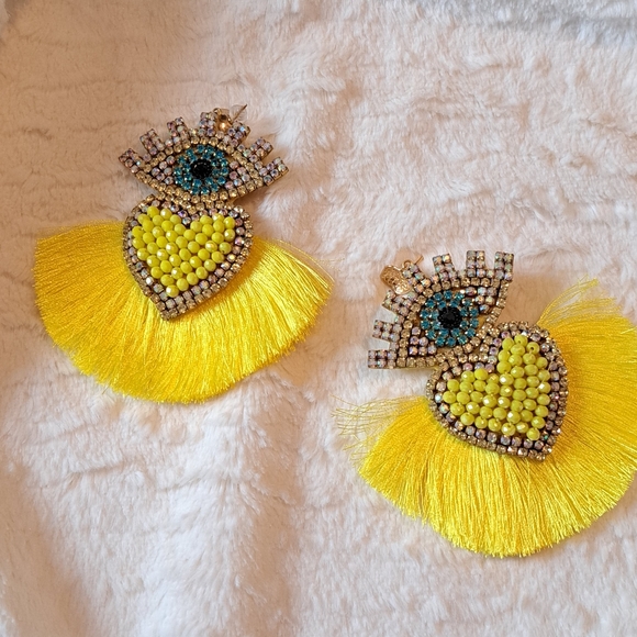 Jellow Earrings 100% hand made - Picture 2 of 6